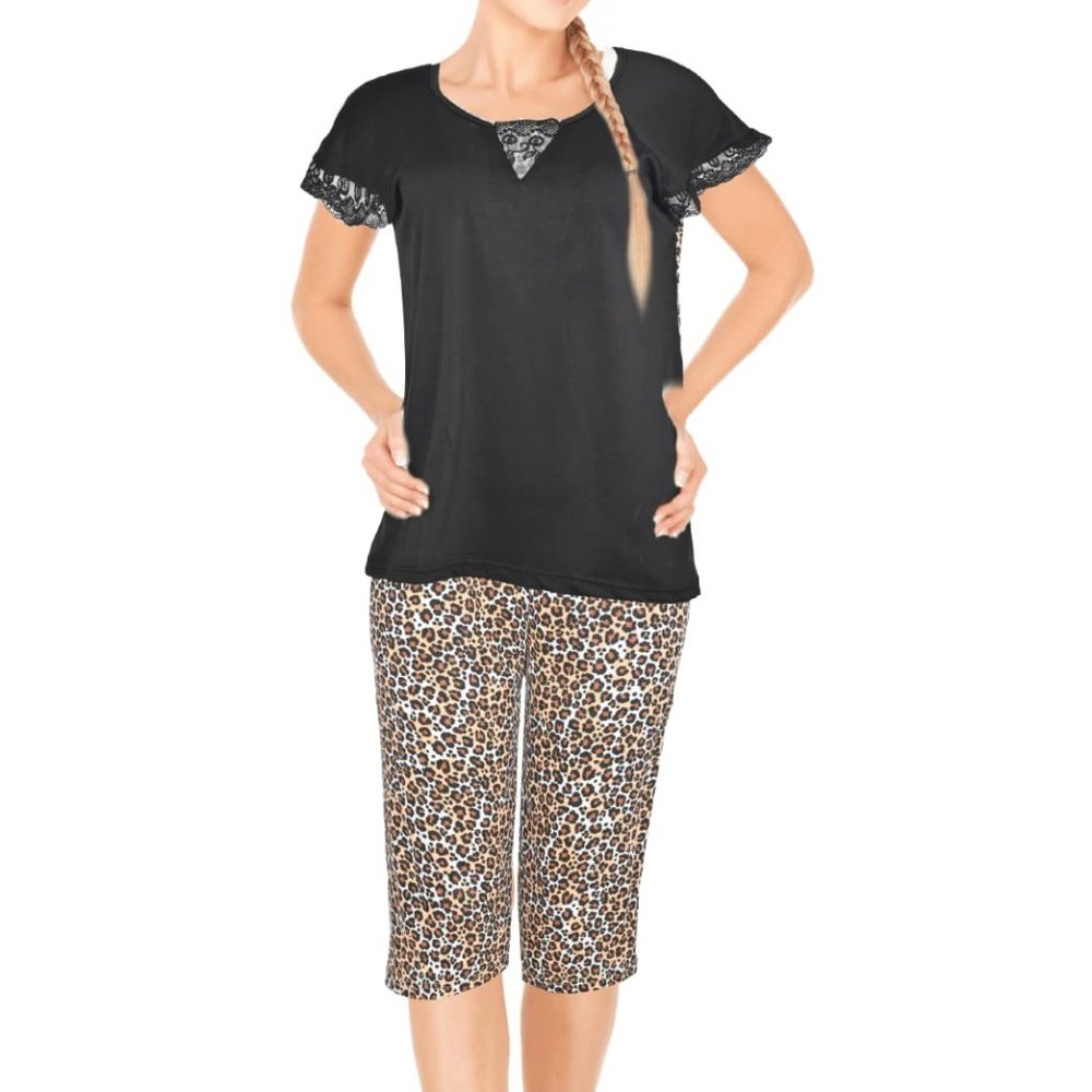 Womens Pajamas For Women 2 Piece Set Top & Capri Pants Sleepwear Soft Pajamas